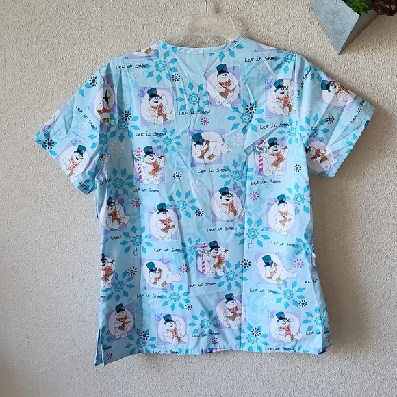 Frosty the SnowMan Scrub Top Size Small - Picture 4 of 4